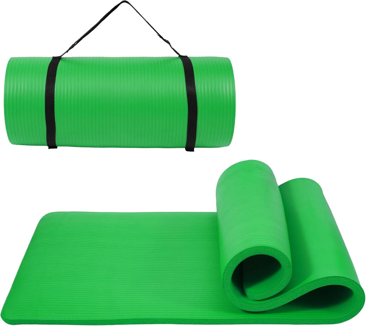 1 Inch Yoga Mat Thick Exercise Workout Mat with Extra Carry Strap Non-slip Fitness Mat Gym Pilates Mat for Stretching & Floor Home Workout Outdoor Training