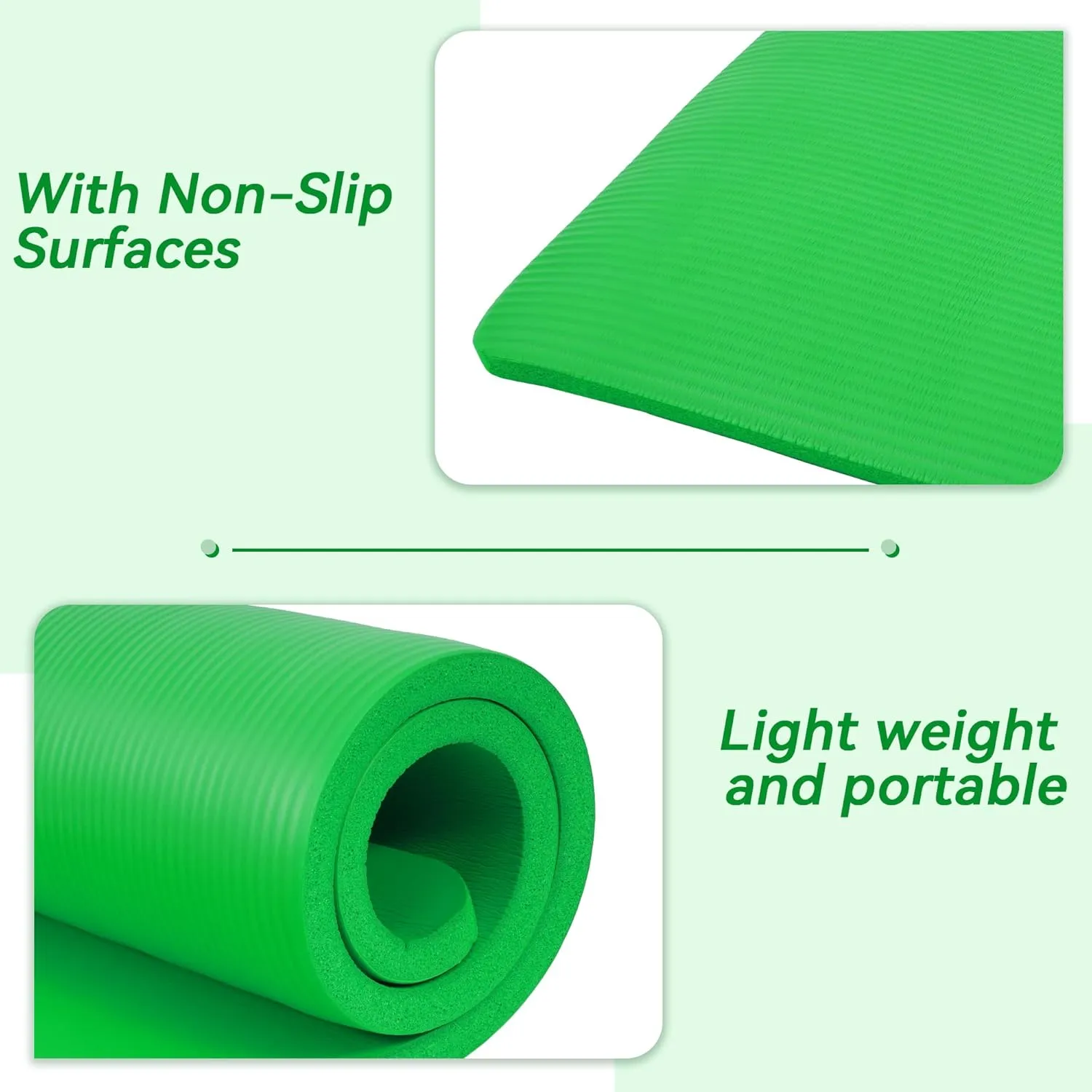 1 Inch Yoga Mat Thick Exercise Workout Mat with Extra Carry Strap Non-slip Fitness Mat Gym Pilates Mat for Stretching & Floor Home Workout Outdoor Training