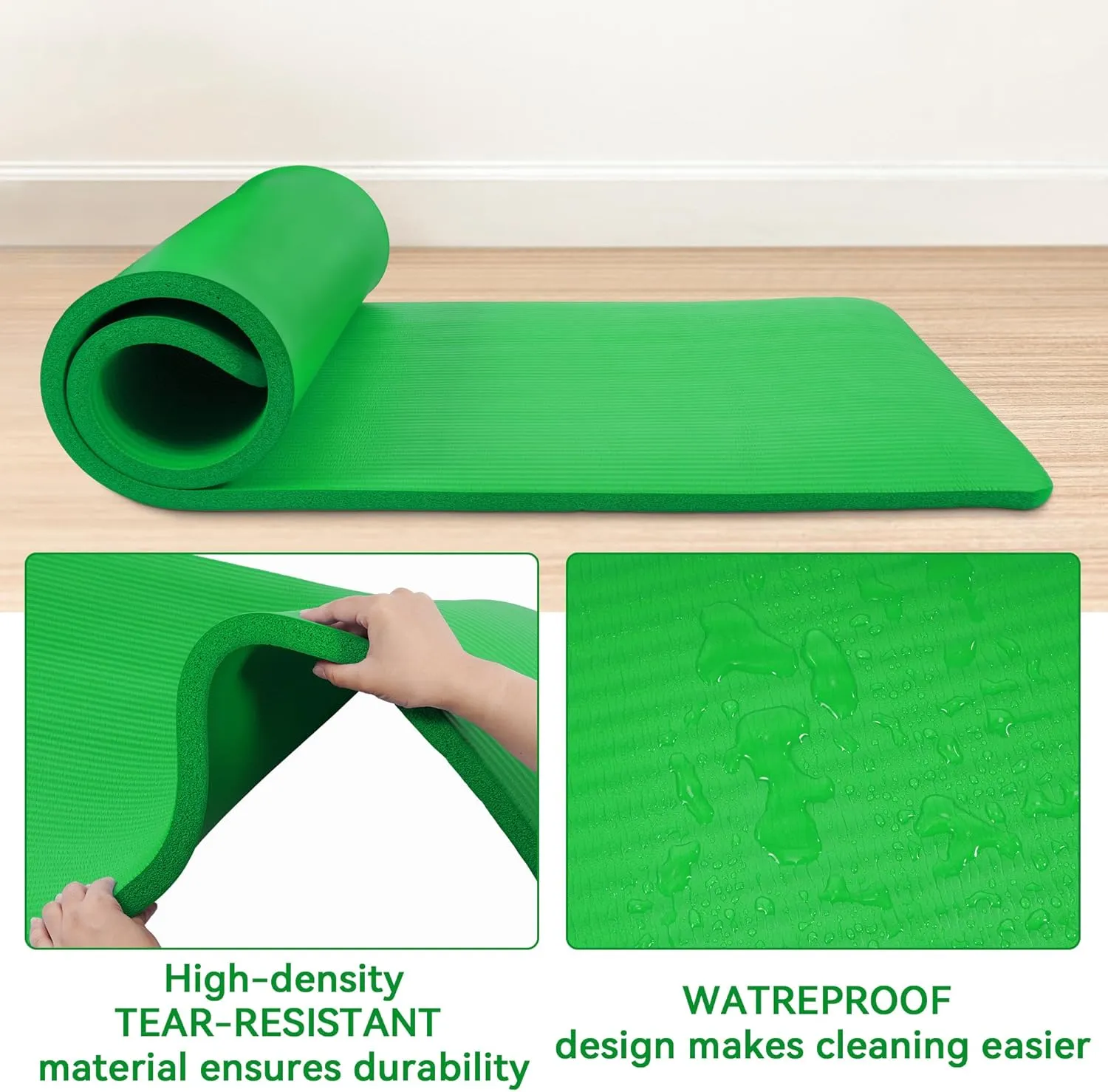 1 Inch Yoga Mat Thick Exercise Workout Mat with Extra Carry Strap Non-slip Fitness Mat Gym Pilates Mat for Stretching & Floor Home Workout Outdoor Training