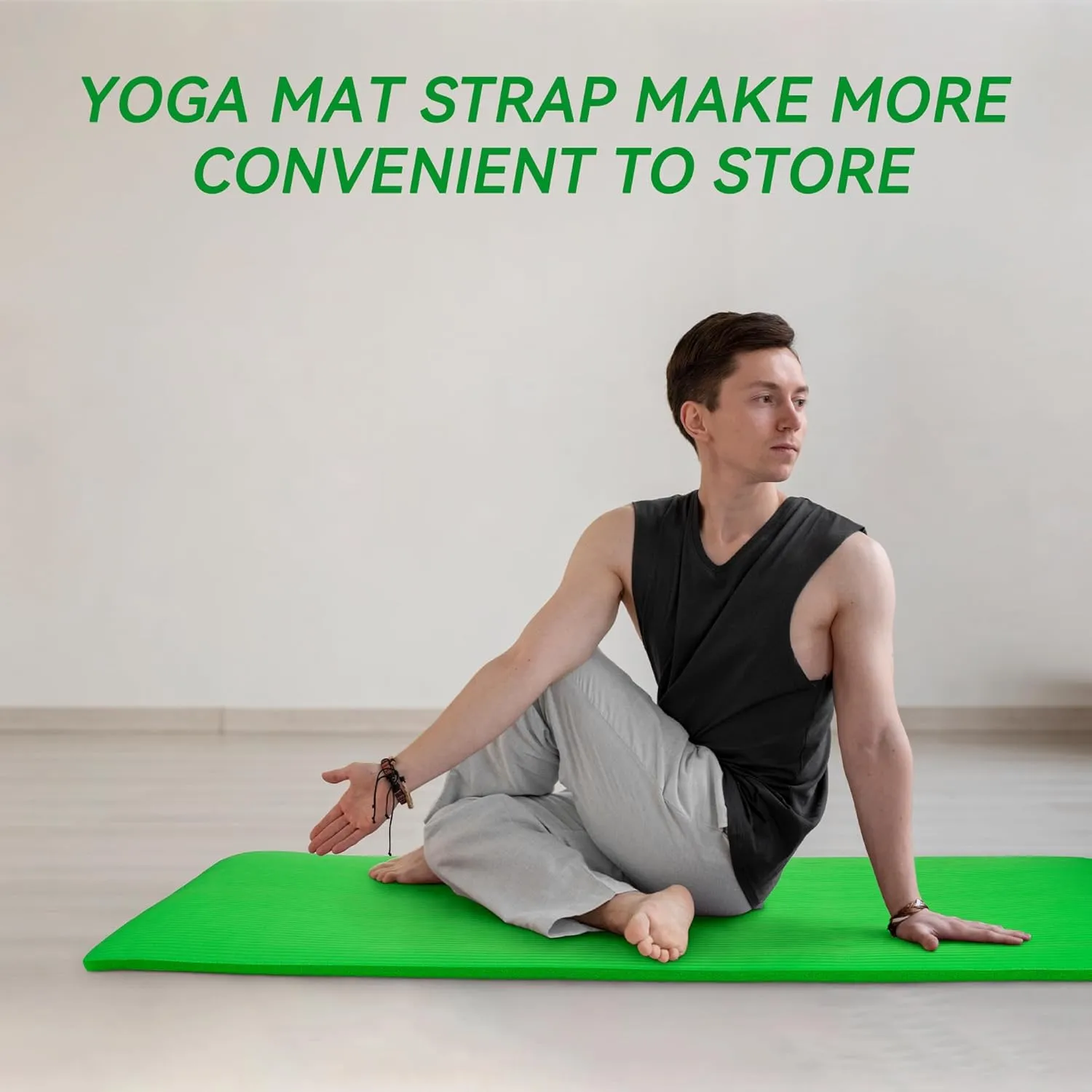 1 Inch Yoga Mat Thick Exercise Workout Mat with Extra Carry Strap Non-slip Fitness Mat Gym Pilates Mat for Stretching & Floor Home Workout Outdoor Training