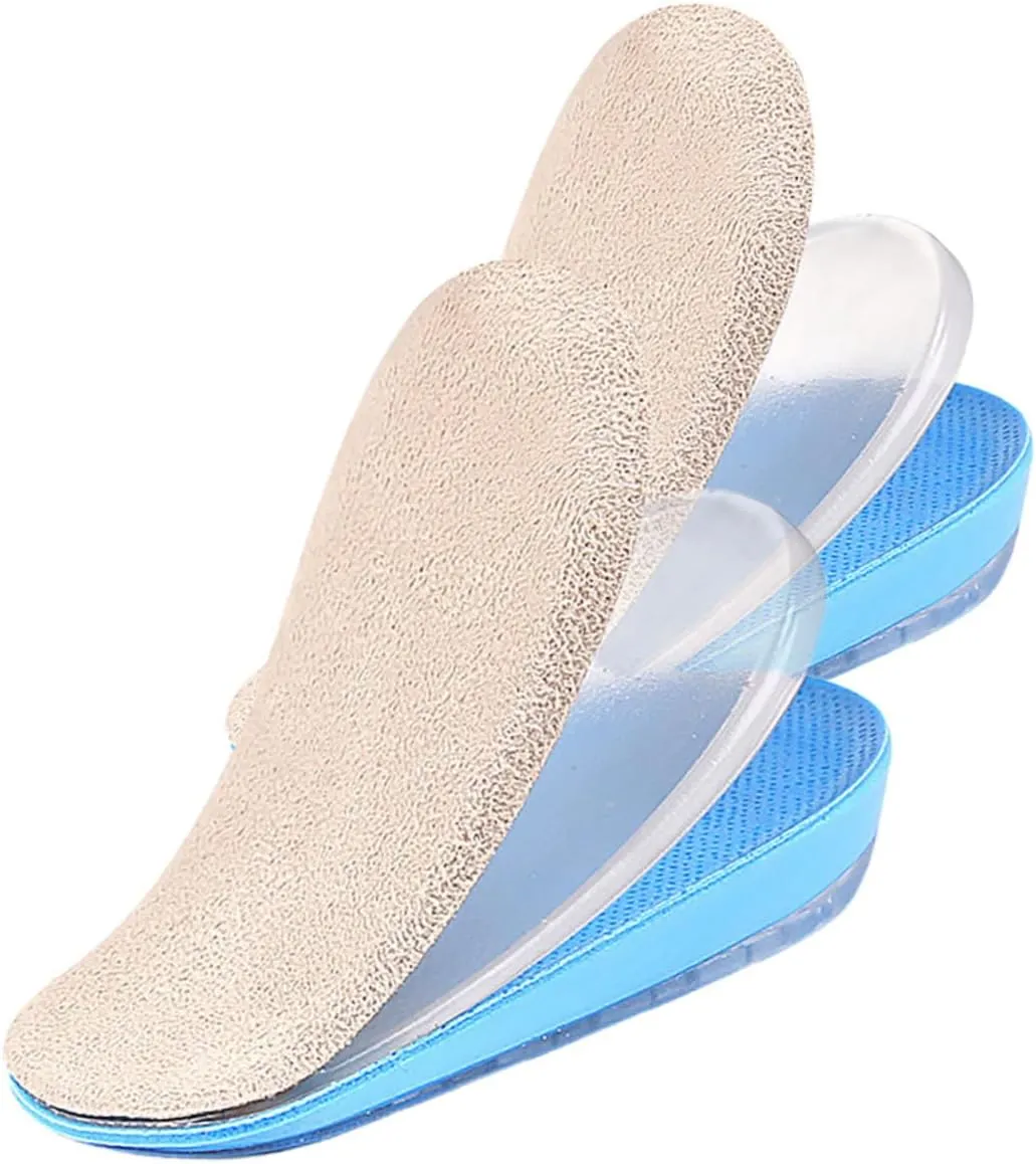 1 Pair Adjustable Height Increasing Gel Insoles for Men and Women Cushioned Heel Pads for Comfort and Shock Absorption for Addressing Leg Differences and Boosting Confidence