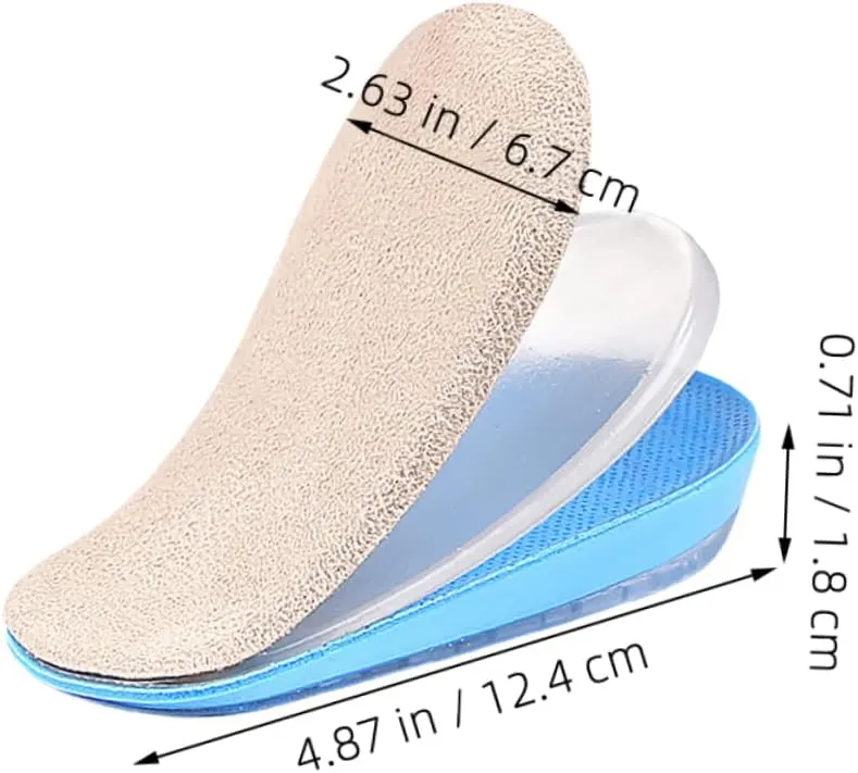 1 Pair Adjustable Height Increasing Gel Insoles for Men and Women Cushioned Heel Pads for Comfort and Shock Absorption for Addressing Leg Differences and Boosting Confidence