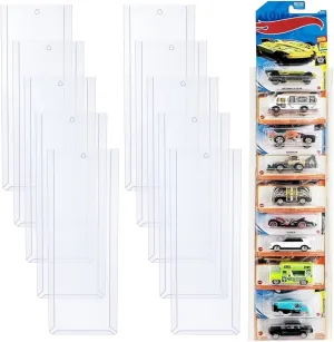 10 Pcs Model Car Display Case, Diecast Blister Packed Toy Car Organizer Holds, Wall Mount Toy Car Storage Display Case for Packaged Cars Compatible with Hot Wheels