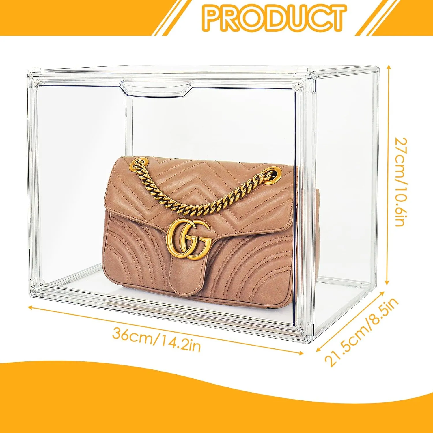 10Pack Purse Organizer for Closet Clear Acrylic Display Case Handbag Storage Organizer Box with Magnetic Door Stackable Storage Bins with Dustproof Lid for Book Toys Shoes Cosmetic Collectibles