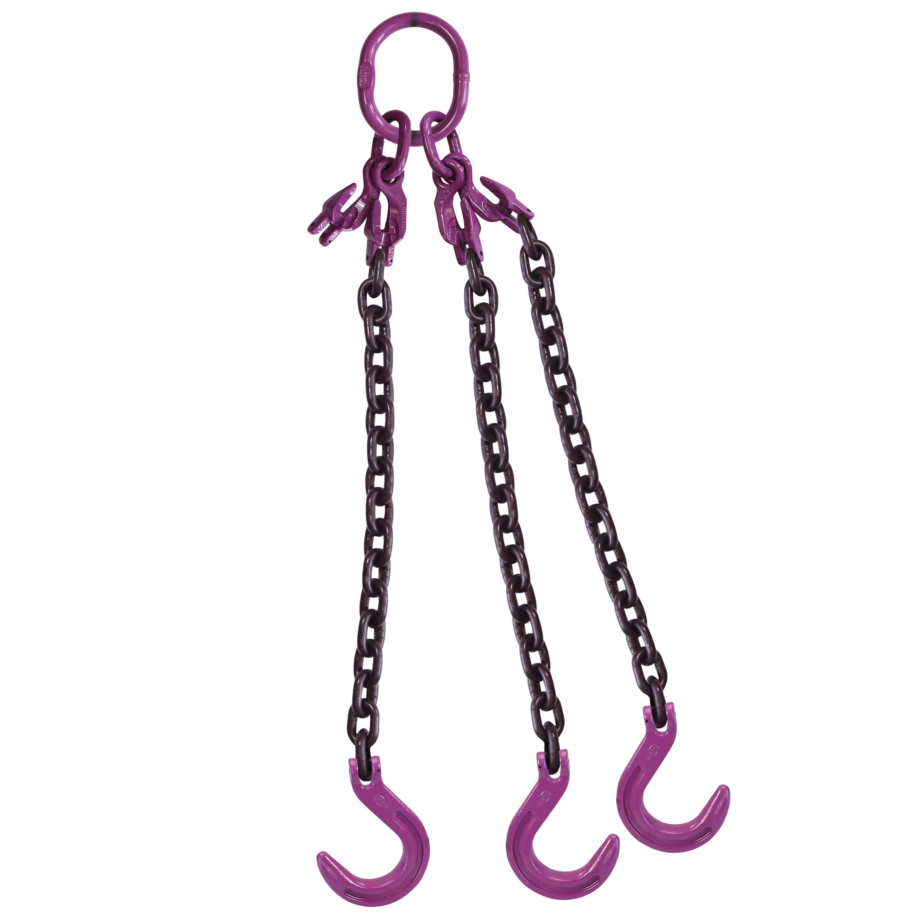 1/2" x 5' - Adjustable 3 Leg Chain Sling w/ Foundry Hooks - Grade 100