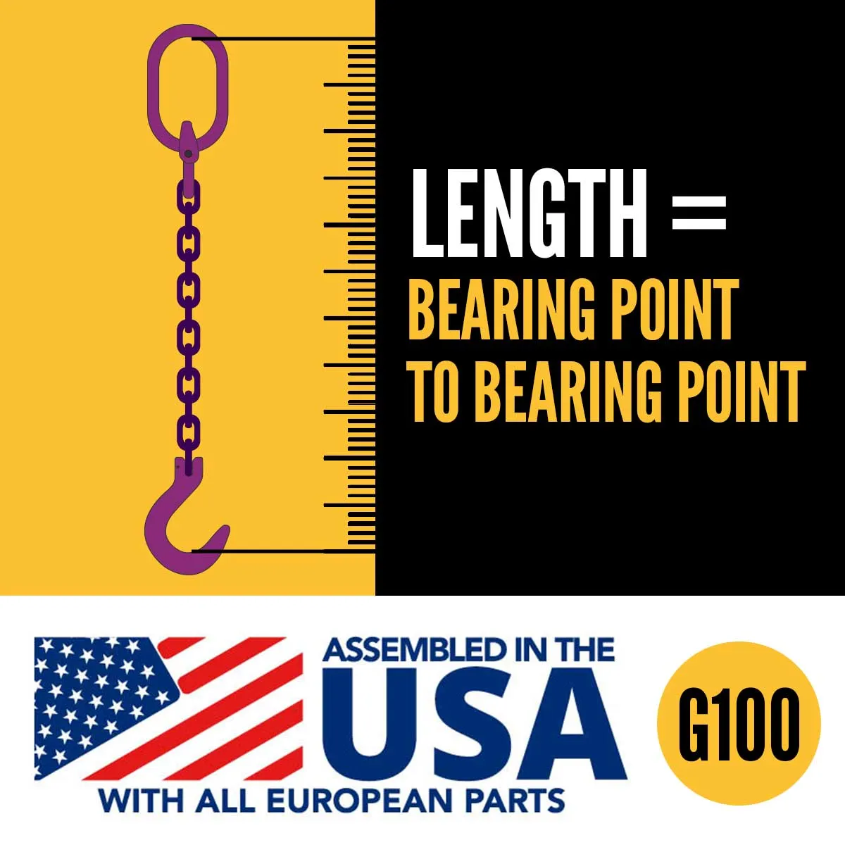 1/2" x 5' - Adjustable 3 Leg Chain Sling w/ Foundry Hooks - Grade 100