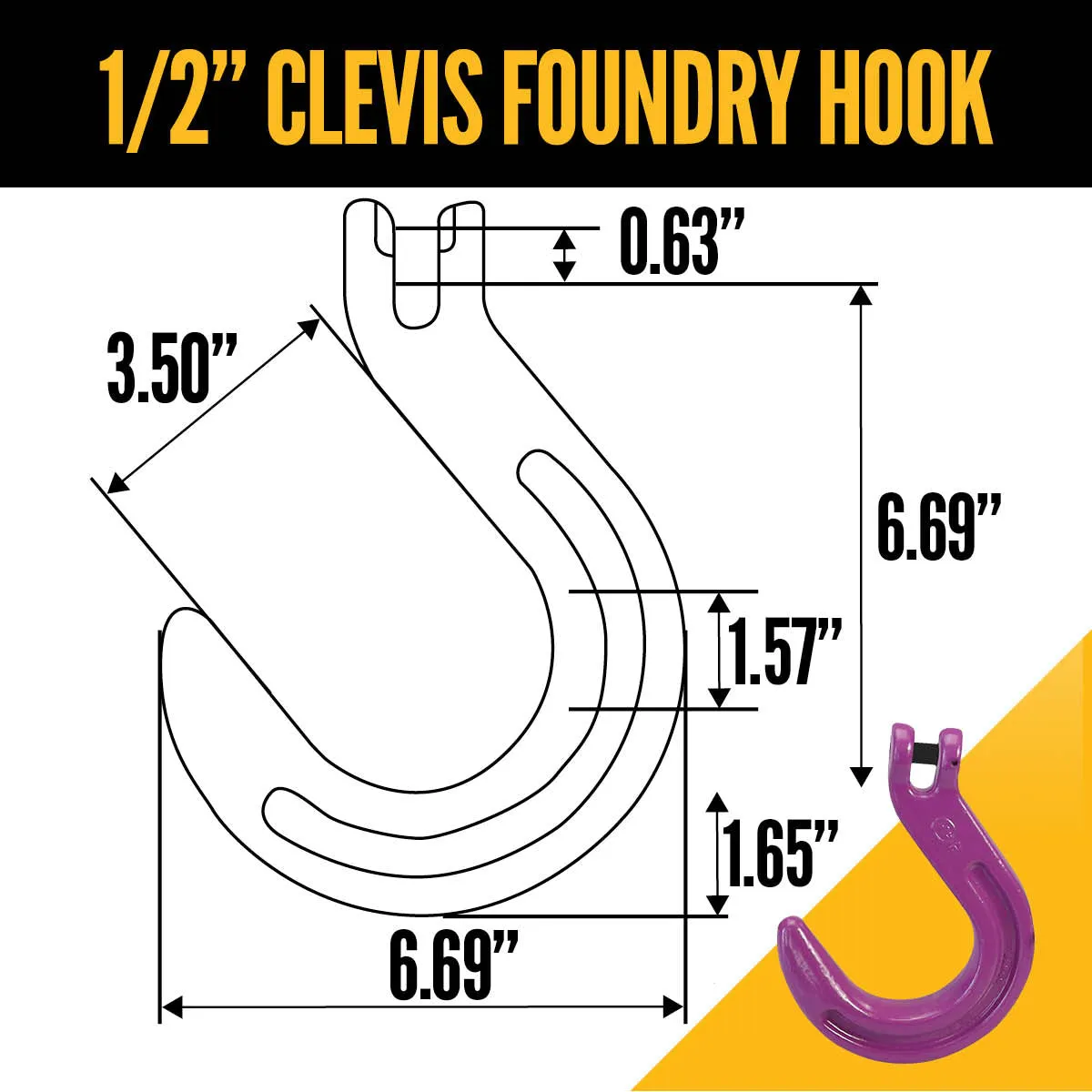 1/2" x 5' - Adjustable 3 Leg Chain Sling w/ Foundry Hooks - Grade 100