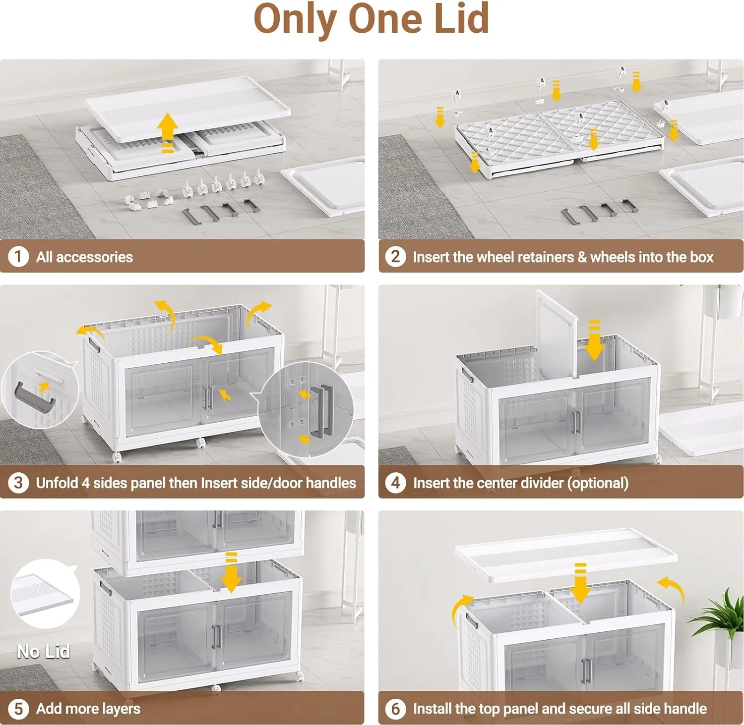 150Gal Plastic Storage Bins with Lid and Wheels, 3Pack Extra Large Stackable Storage Bins With Dividers, Closet Organizers and Storage Cabinet Shelves Collapsible Box for Home Garage, White