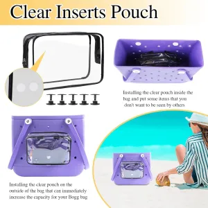 16 PCS Beach Bag Accessories for XL Large Bog Bag Doop Inside Accessories Set with Divider Tray Bag Hooks, KeyChain Holder, Insert Bag, Replacement Rivets and Phone Holder for Organizer Your Bag