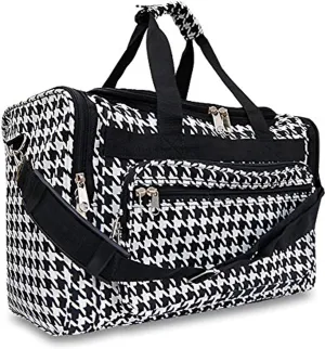 19-inch Travel Duffle Bag | Multiple Designs to Choose From | Perfect Travel Size Duffel Bag by Unique Traveler (Hounstooth-Black Trim)
