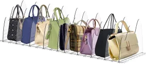 2-Pack Adjustable Purse Organizers for Closet, 10-Layer Acrylic Shelf Dividers for Closet Organization, Clear Handbag Organizers for Closets, Bookshelf Separator Dividers for Bedroom, Office