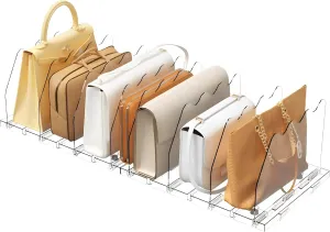 2 Pack Clear Purse Organizers for Closet - Adjustable Shelf Dividers for Closet Organization - Clear Bag Storage Organizer for Handbag, Clutch,Tote, Book in Bedroom, Office