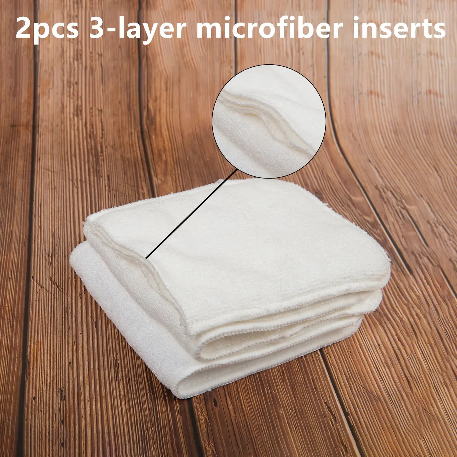 2 Pack Reusable Cloth Diaper Inserts Microfiber Bamboo Charcoal Absorbent Baby Inserts