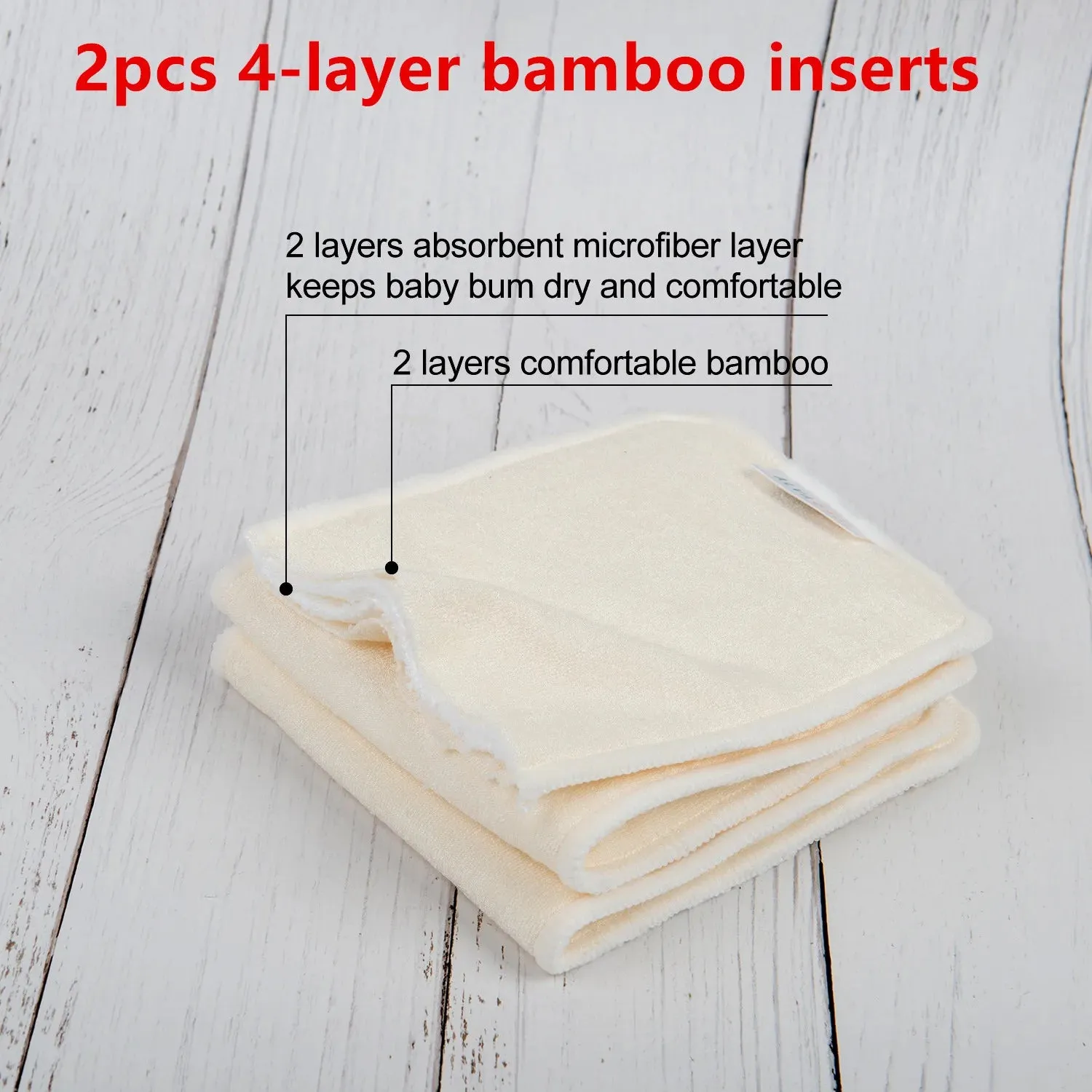 2 Pack Reusable Cloth Diaper Inserts Microfiber Bamboo Charcoal Absorbent Baby Inserts