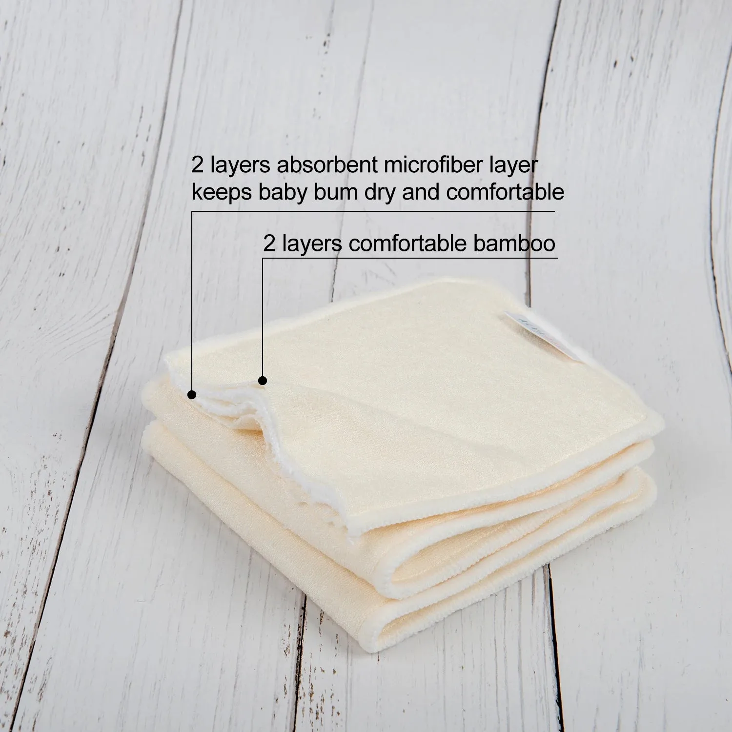 2 Pack Reusable Cloth Diaper Inserts Microfiber Bamboo Charcoal Absorbent Baby Inserts