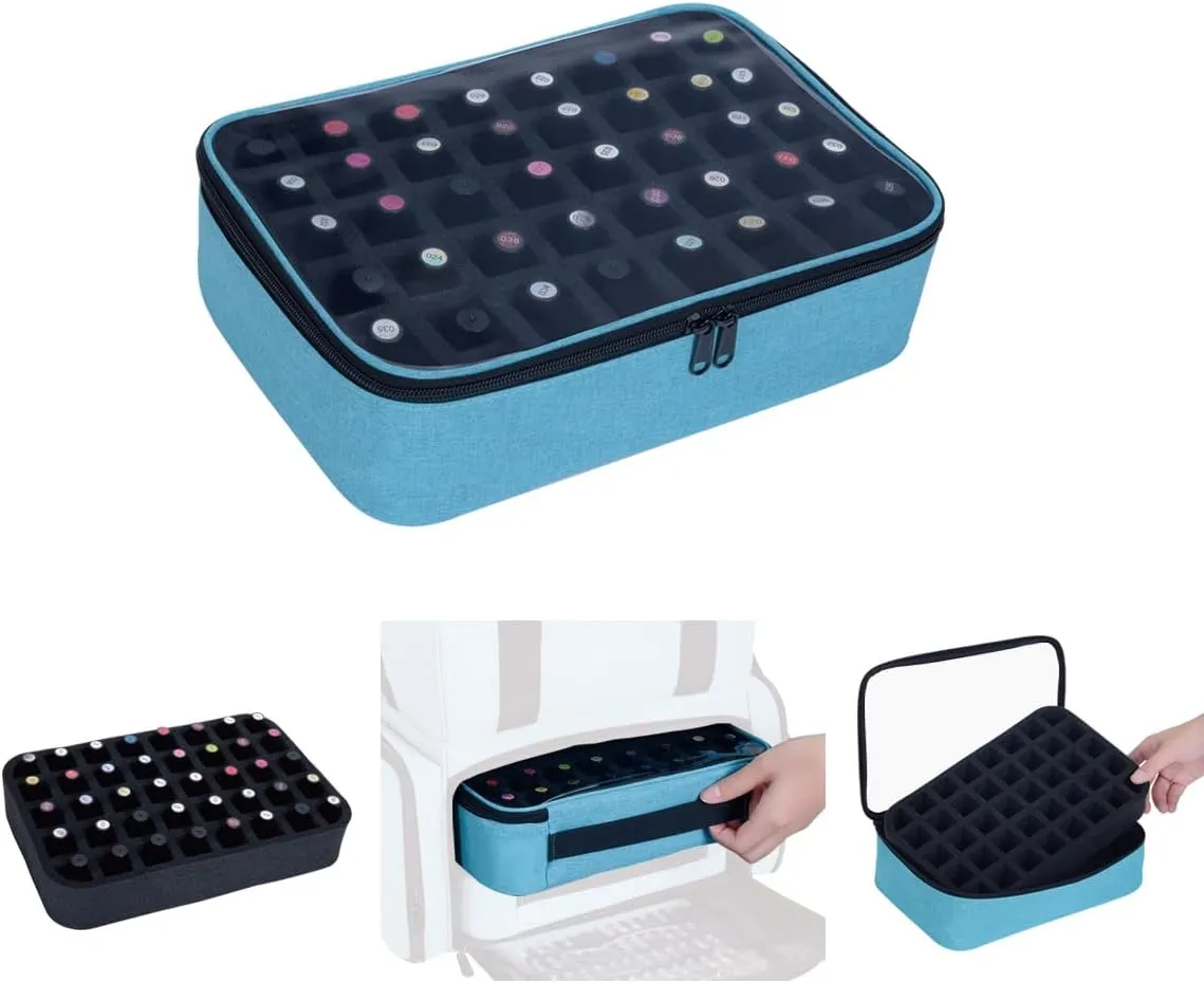 2 Pcs Small Clear Nail Polish Organizer Holds 80 bottles(15ml-0.5fl.oz) Nail Polish Case Multifunctional Nail Polish Bag Organizer, Cosmetic Travel Makeup Bags for Women Green