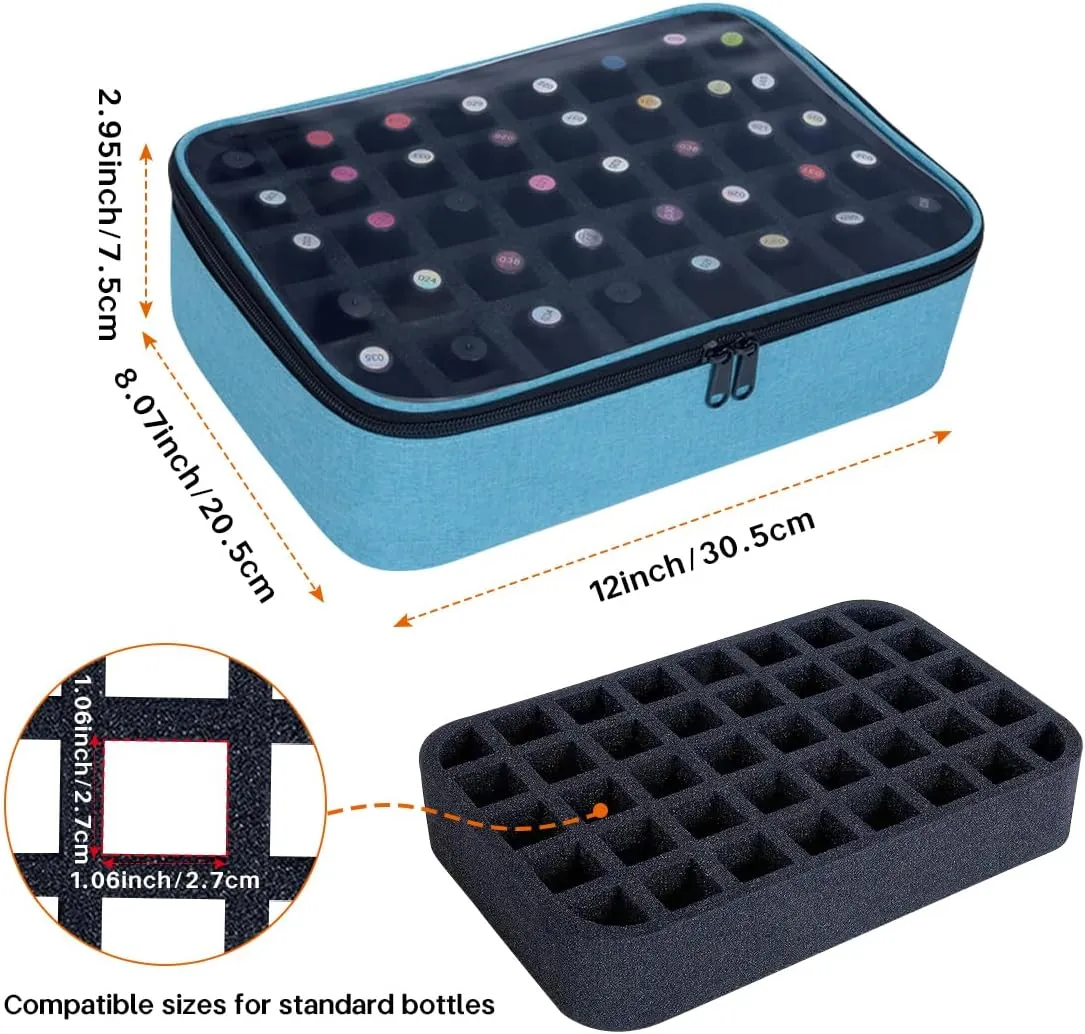2 Pcs Small Clear Nail Polish Organizer Holds 80 bottles(15ml-0.5fl.oz) Nail Polish Case Multifunctional Nail Polish Bag Organizer, Cosmetic Travel Makeup Bags for Women Green