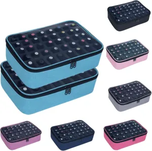 2 Pcs Small Clear Nail Polish Organizer Holds 80 bottles(15ml-0.5fl.oz) Nail Polish Case Multifunctional Nail Polish Bag Organizer, Cosmetic Travel Makeup Bags for Women Green