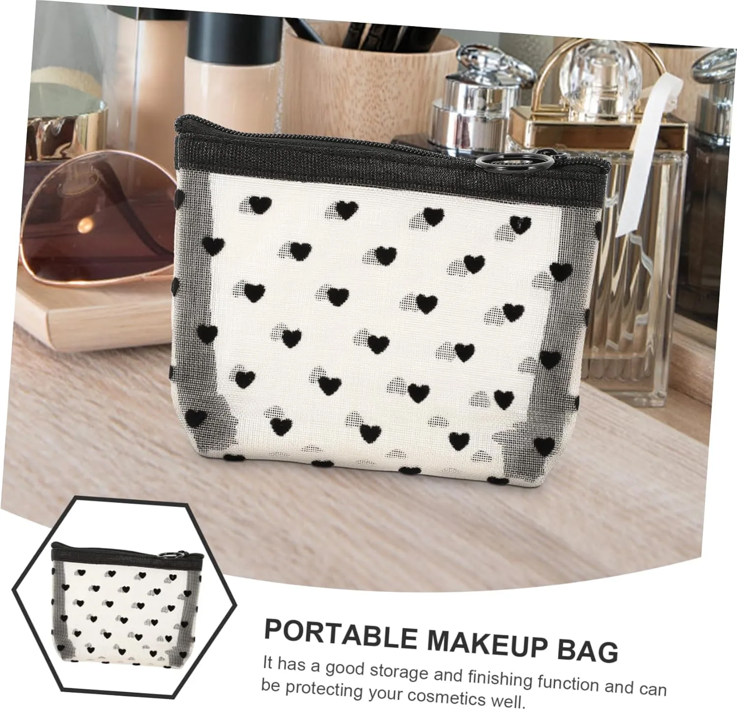 2 Sets Mesh Cosmetic Bag Travel Bag Storage Bag Makeup Bag for Travel Makeup Bags Reusable Cosmetic, Beigex5pcs, 12X8.5X3CMx5pcs