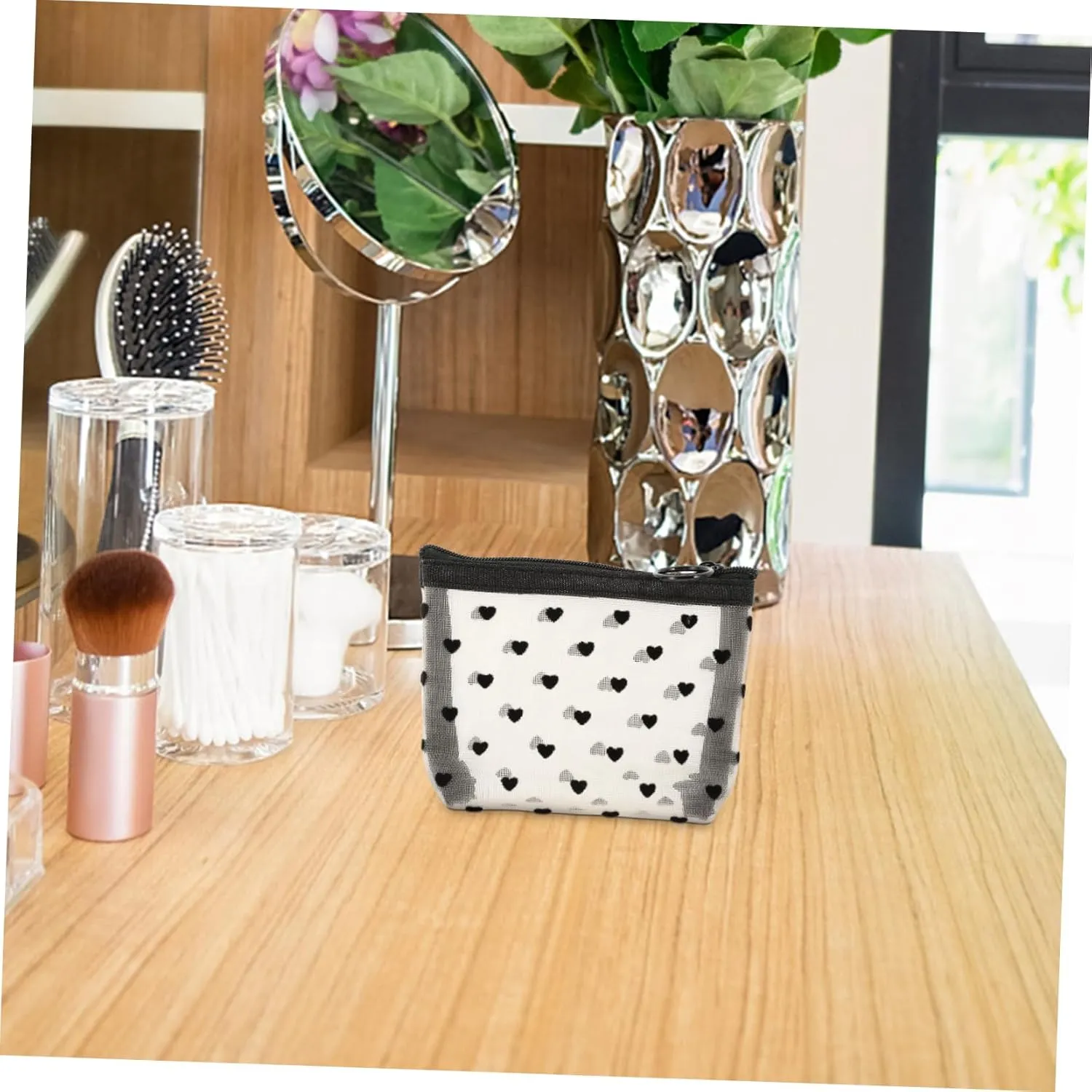 2 Sets Mesh Cosmetic Bag Travel Bag Storage Bag Makeup Bag for Travel Makeup Bags Reusable Cosmetic, Beigex5pcs, 12X8.5X3CMx5pcs