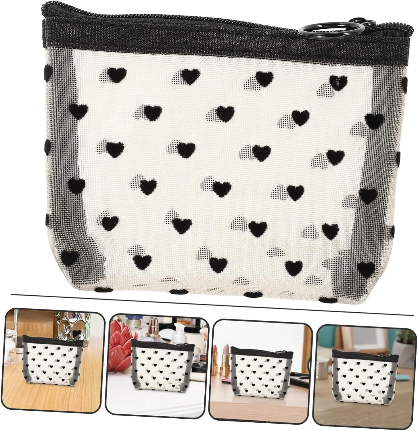 2 Sets Mesh Cosmetic Bag Travel Bag Storage Bag Makeup Bag for Travel Makeup Bags Reusable Cosmetic, Beigex5pcs, 12X8.5X3CMx5pcs