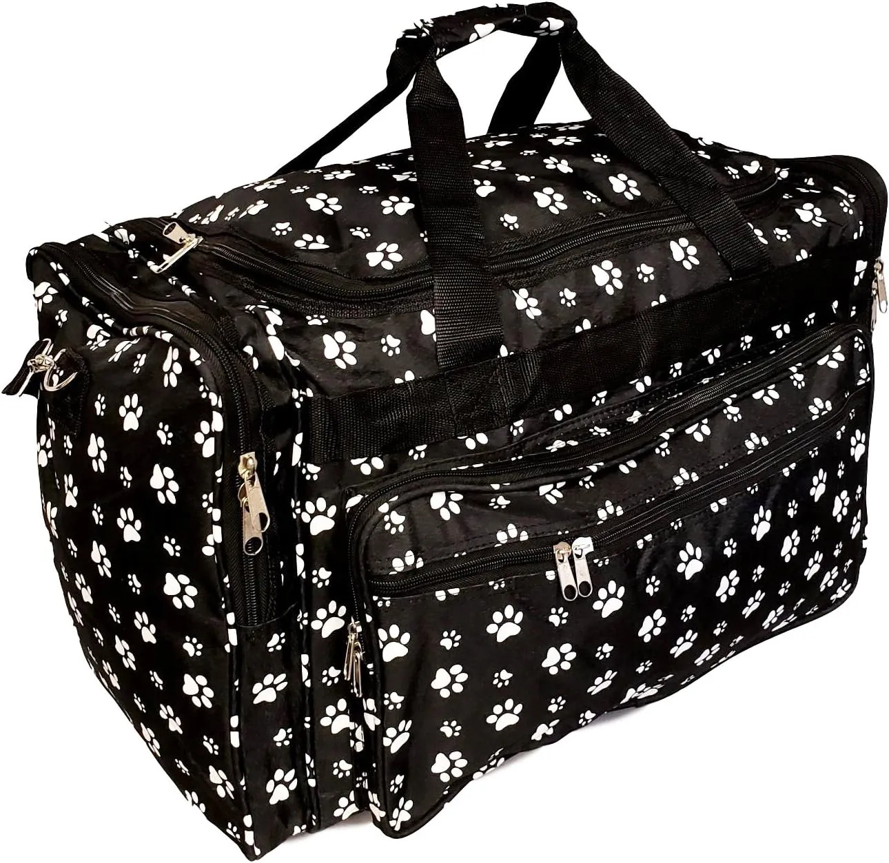 22 inch Fashion Multi Pocket Gym Dance Cheer Travel Carry On Duffle Bag with Bottle Holder (Blank - Paws)