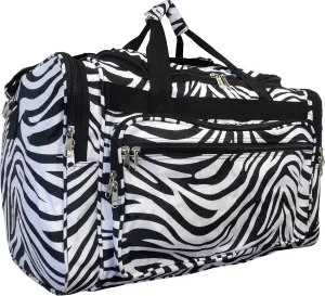 22-inch Travel Duffle Bag | Multiple Designs to Choose From | Perfect Travel Size Duffel Bag by Unique Traveler (Zebra-Black Trim)