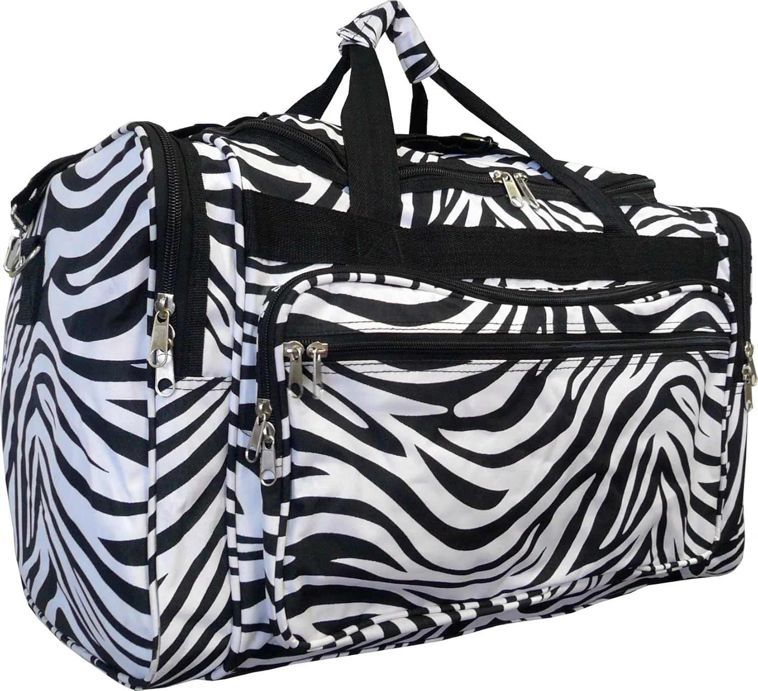 22-inch Travel Duffle Bag | Multiple Designs to Choose From | Perfect Travel Size Duffel Bag by Unique Traveler (Zebra-Black Trim)