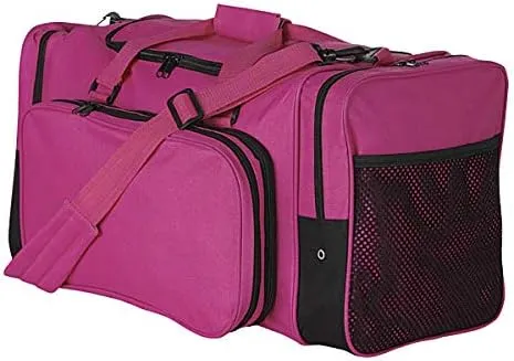 22" Blank Sports Duffle Bag Gym Bag Travel Duffel With Adjustable Strap and Removal Front Compartment (Black)