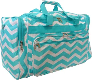 22" Women Fashion Duffel Bag (Chevron-Mint/White)