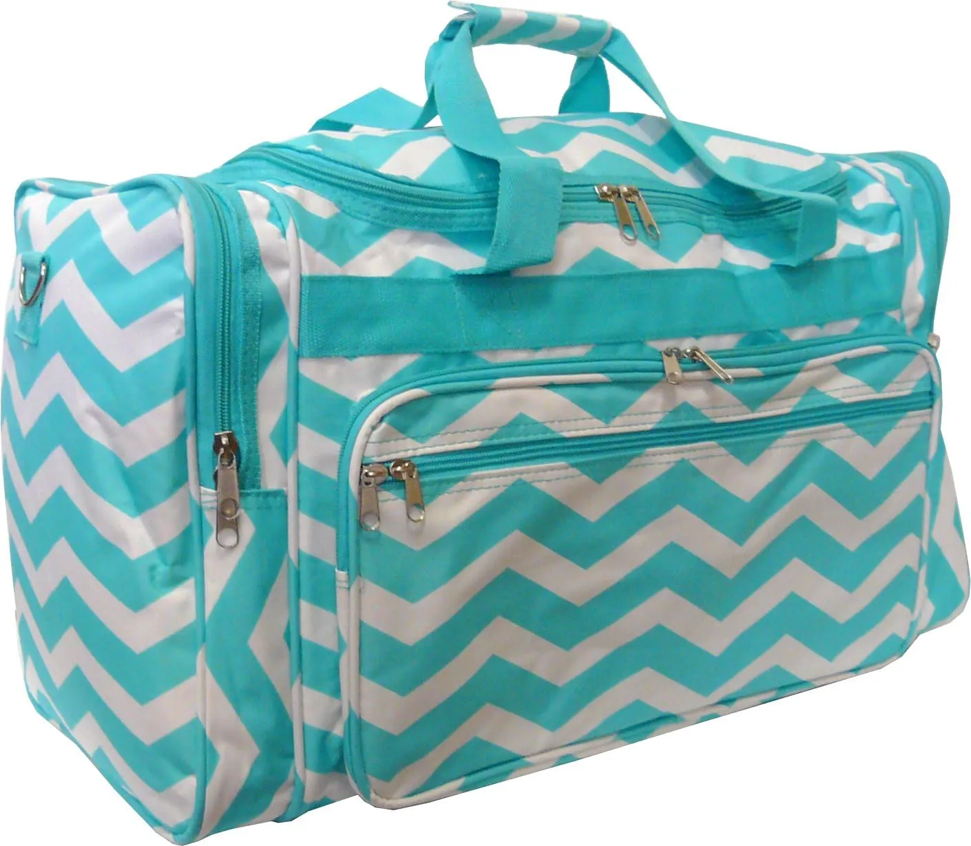 22" Women Fashion Duffel Bag (Chevron-Mint/White)