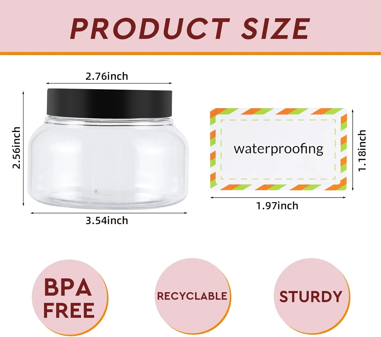 24 Pack 8 Oz Plastic Containers With Lids and Waterproof Label BPA Free - Refillable Transparent Cosmetic Containers for Body Butter,Sugar Scrubs,Cream,Lotions,Candy,Bath Salt (Clear)