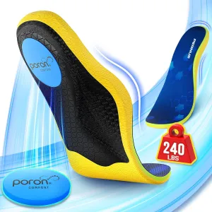 240 lbs Plantar Fasciitis Relief Insoles Men, Comfort PORON Shoe Inserts for Women, Heavy Duty High Arch Support Inserts for Pain Relief Absorb Shock (Blue, XS (Men 4-6 | Women 6-8)-245mm)