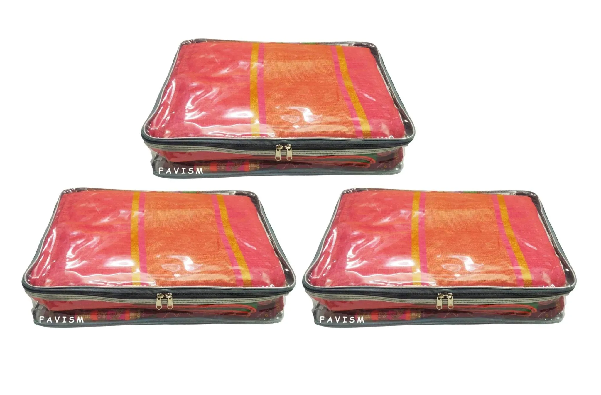 2.5" full transparent saree cover | bridal saree packing bag pack of 3 pcs.