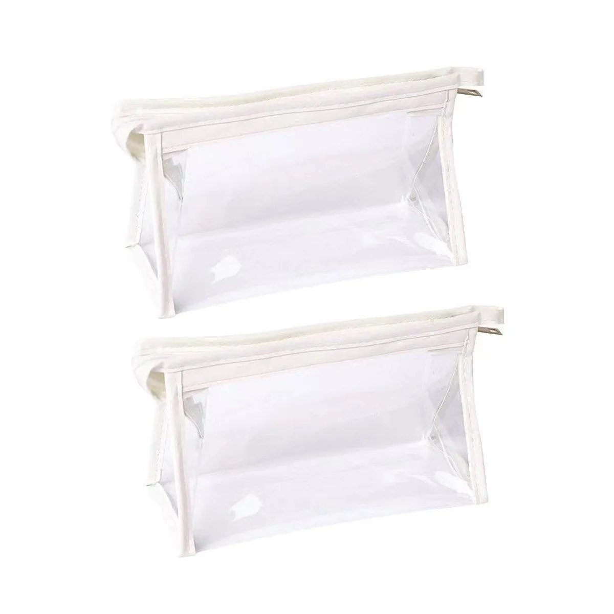2PCS Transparent Zipper Pencil Case Cosmetic Pouch Pen Storage Bag for Girls