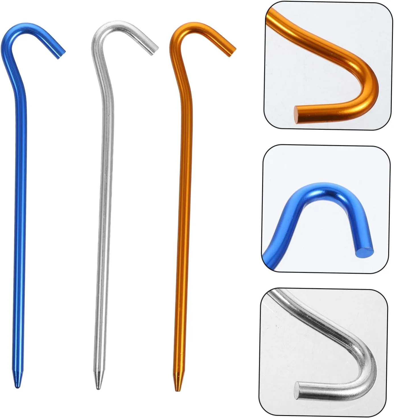 2sets Camping Tent Stakes Titanium Alloy Tent Nails Heavy Duty Pegs Elbow Ground Pegs for Outdoor Use (Random) 6pcs*2