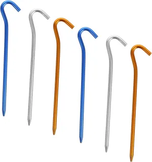 2sets Camping Tent Stakes Titanium Alloy Tent Nails Heavy Duty Pegs Elbow Ground Pegs for Outdoor Use (Random) 6pcs*2