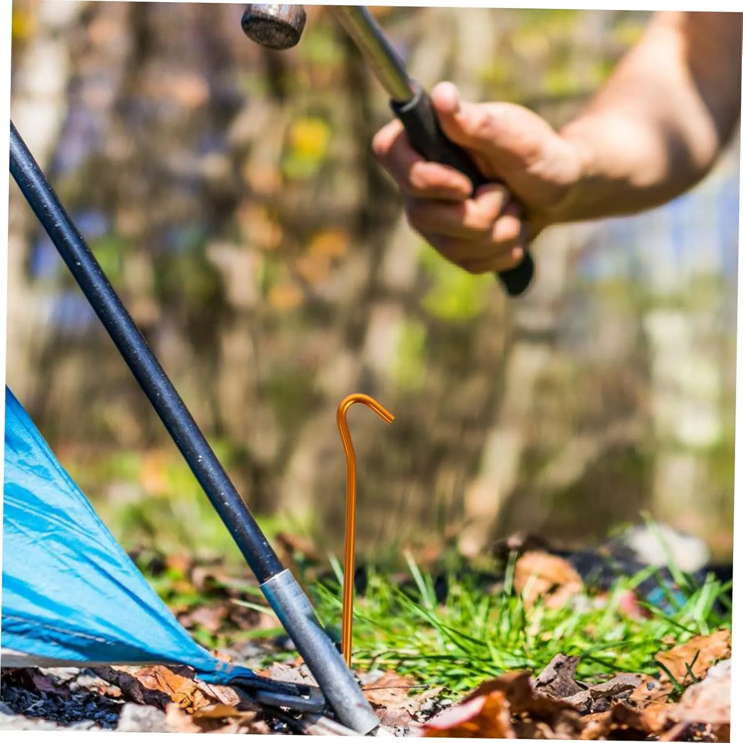 2sets Camping Tent Stakes Titanium Alloy Tent Nails Heavy Duty Pegs Elbow Ground Pegs for Outdoor Use (Random) 6pcs*2