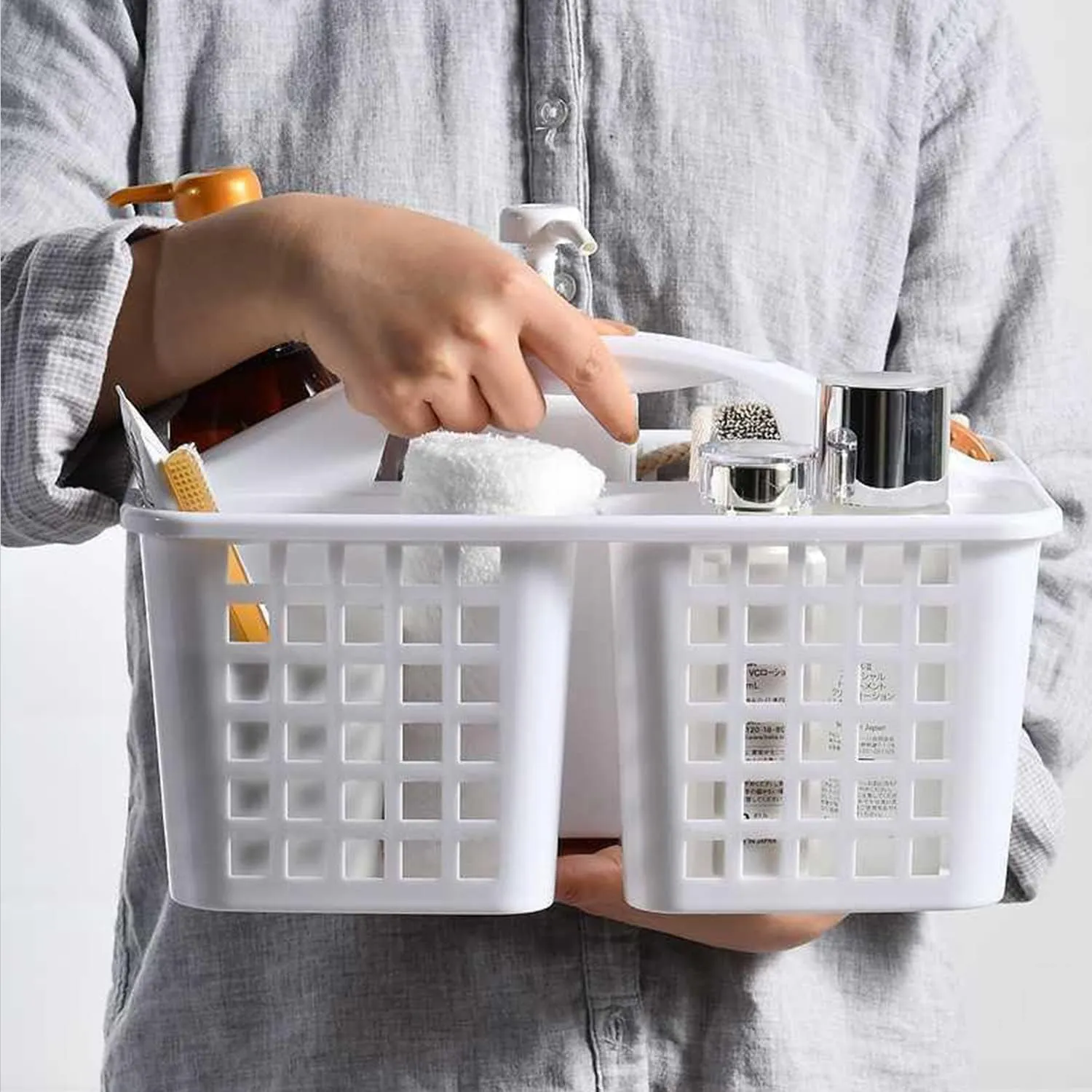 3-Compartment Plastic Cleaning Caddy Basket