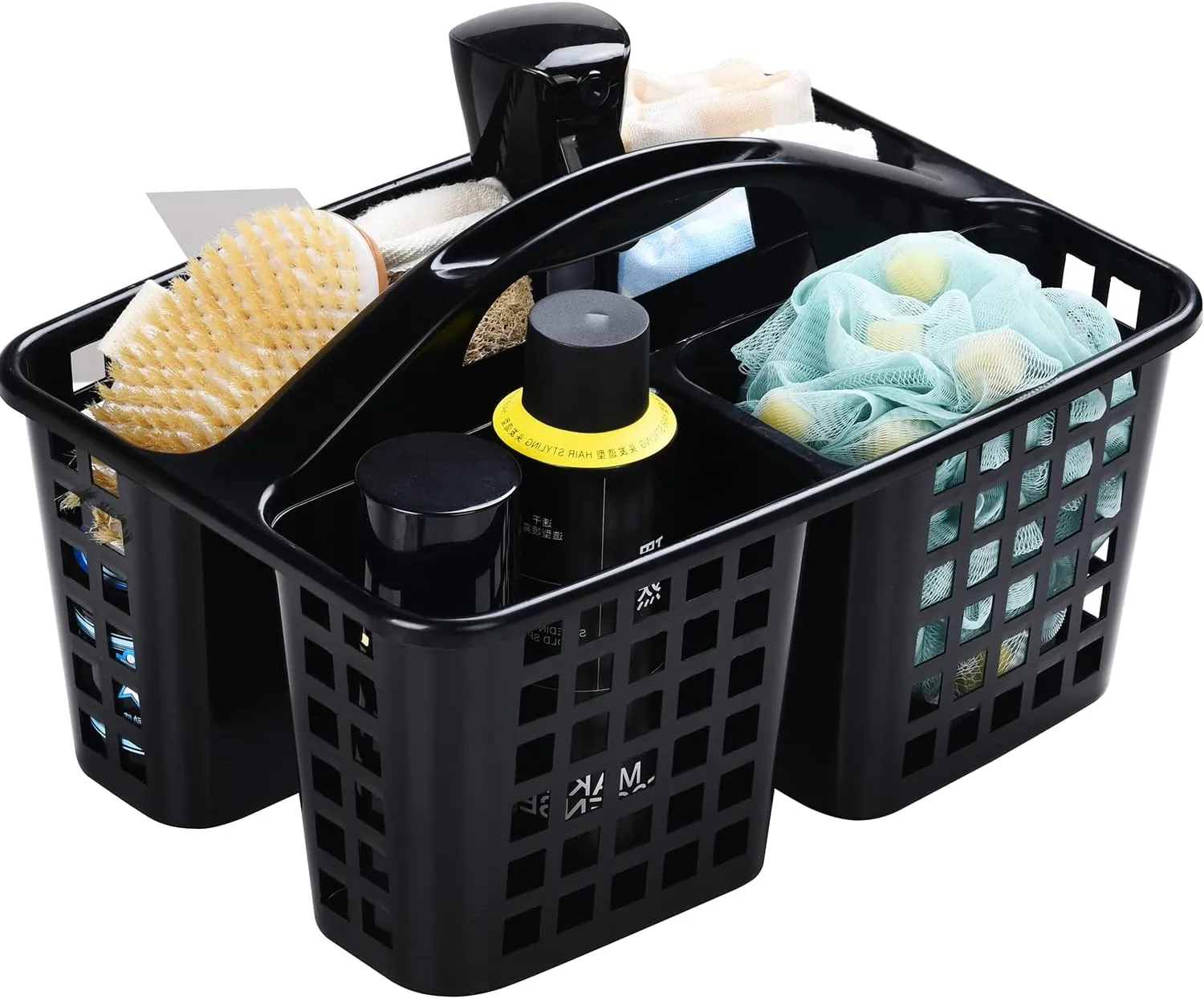 3-Compartment Plastic Cleaning Caddy Basket