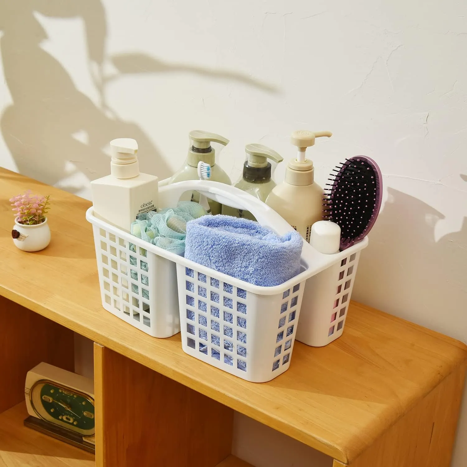 3-Compartment Plastic Cleaning Caddy Basket