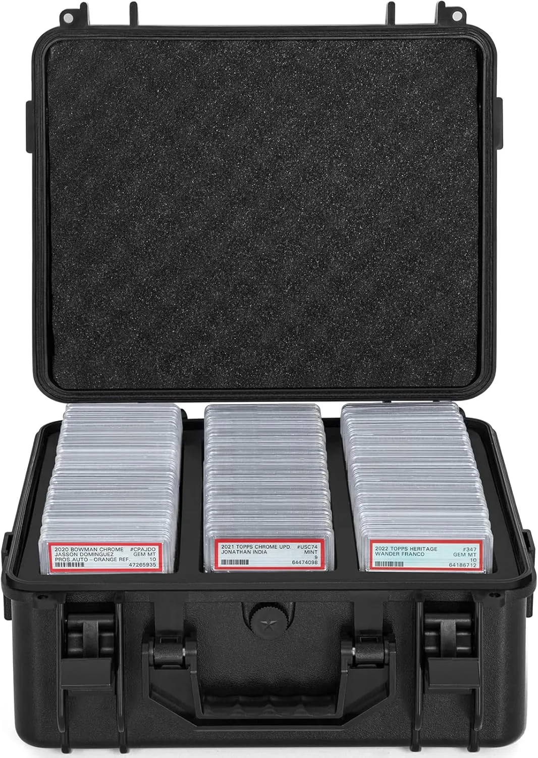 3 Row Graded Card Storage Box, Waterproof Graded Card Case for Sports Cards with EVA Divider, Trading Card Case Fits PSA GMA BGS HGA and Toploader Cards