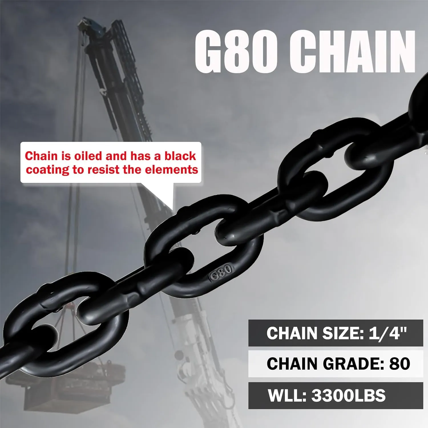 3 Ton 4 Leg Chain Sling 1/4” 10 Ft, G80 Alloy Steel 4 Way Chain Slings Quadruple Leg Slings Lifting with 4 Safety Grab Hooks Heavy Duty for Engine Hoist Lifts…