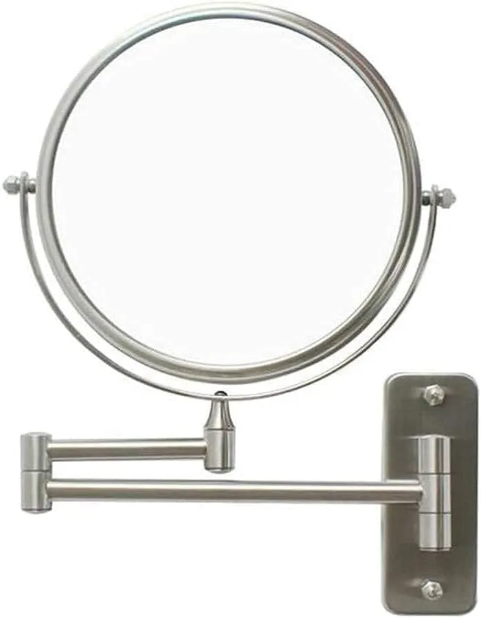 304 Stainless Steel Wall-Mounted Makeup Mirror, Double-Sided 3X Magnification, 360° Rotating Folding Cosmetic Mirror for Bathroom MYTVQRVK