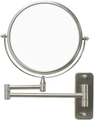 304 Stainless Steel Wall-Mounted Makeup Mirror, Double-Sided 3X Magnification, 360° Rotating Folding Cosmetic Mirror for Bathroom MYTVQRVK
