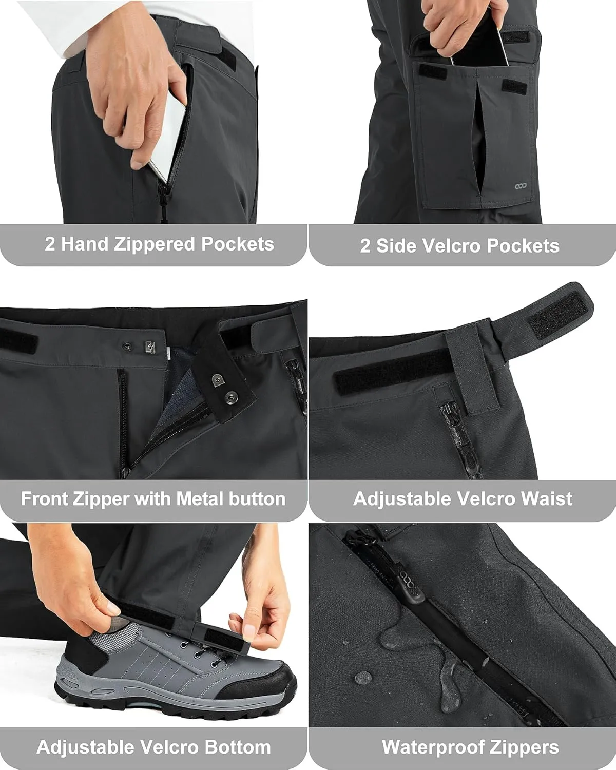 33,000ft Men's Rain Pants Waterproof Lightweight Breathable Golf Over Pants for Hiking Travel Cycling Outdoor