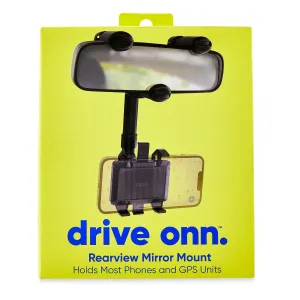 360 Degree Rearview Mirror Mobile Plastic Black Phone Mount, Universal Multifunctional Design