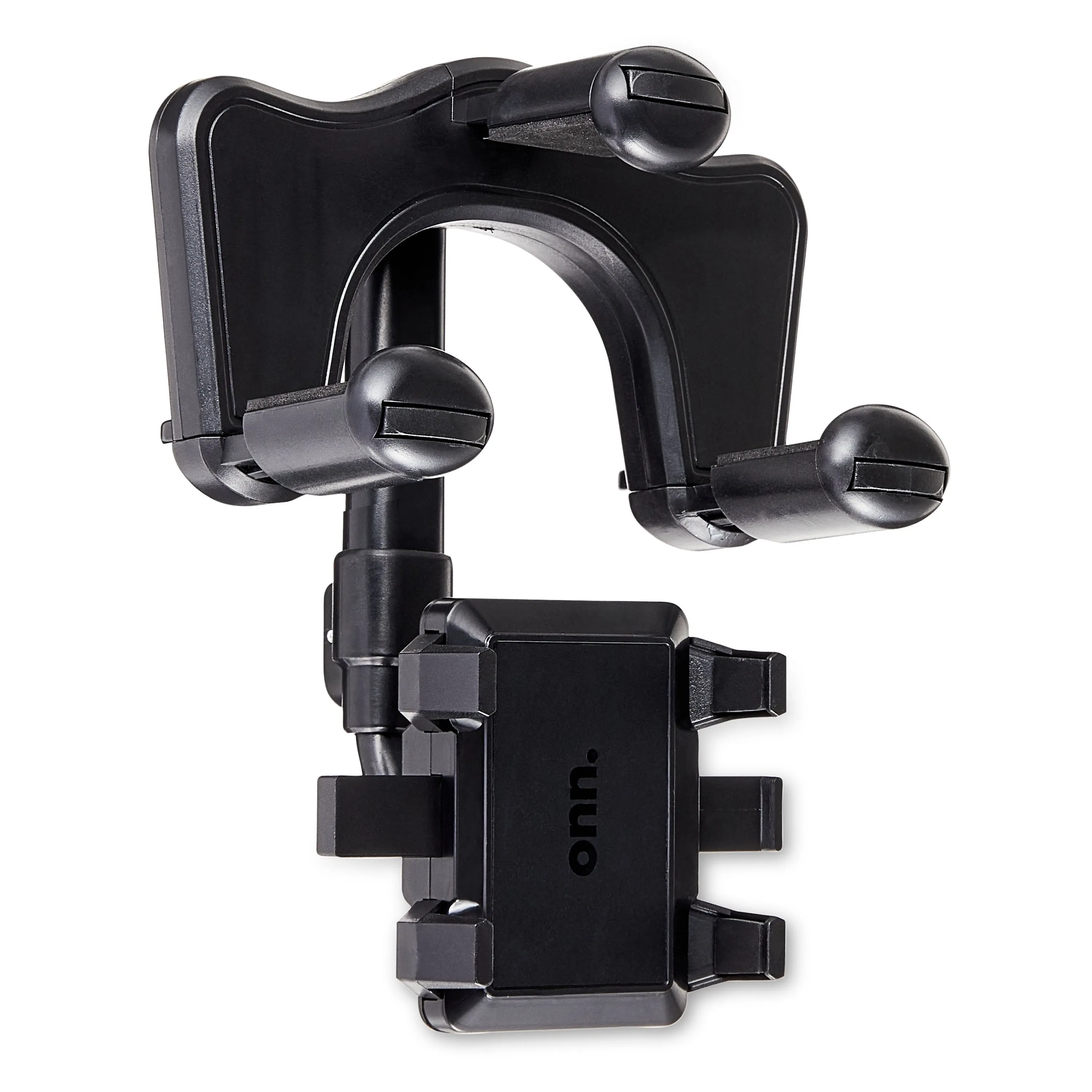 360 Degree Rearview Mirror Mobile Plastic Black Phone Mount, Universal Multifunctional Design