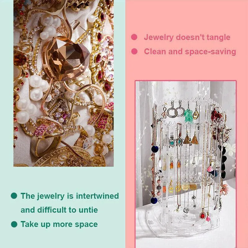 360-Degree Rotating Earring Holder Jewellery Rack Display Stand Organizer