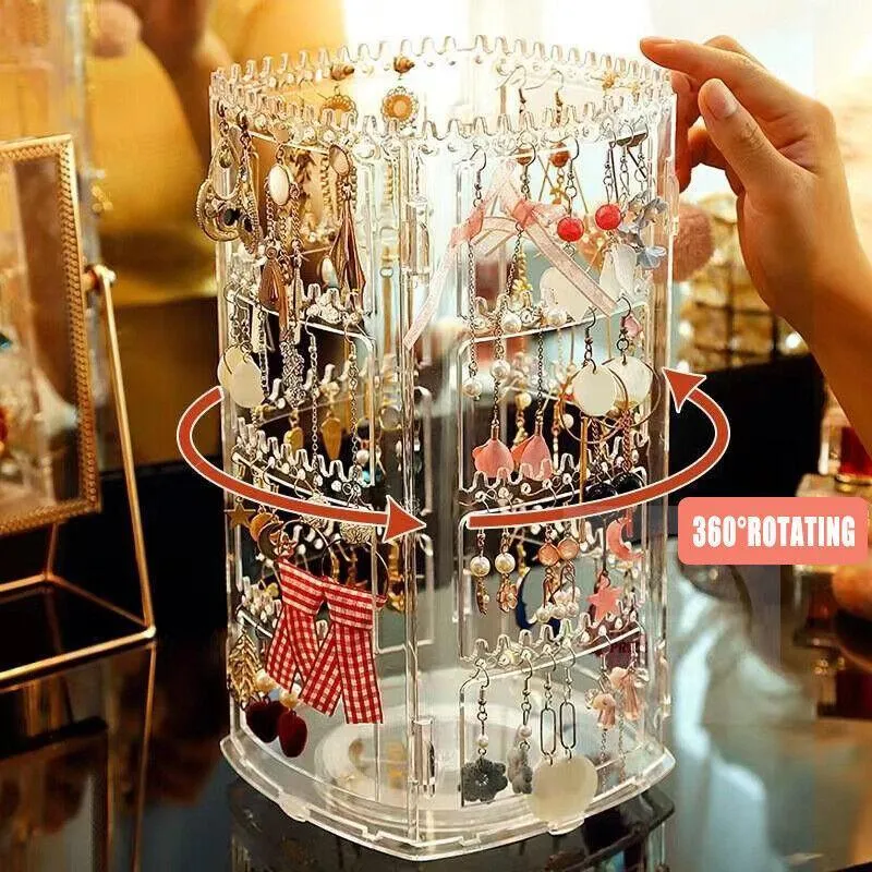 360-Degree Rotating Earring Holder Jewellery Rack Display Stand Organizer